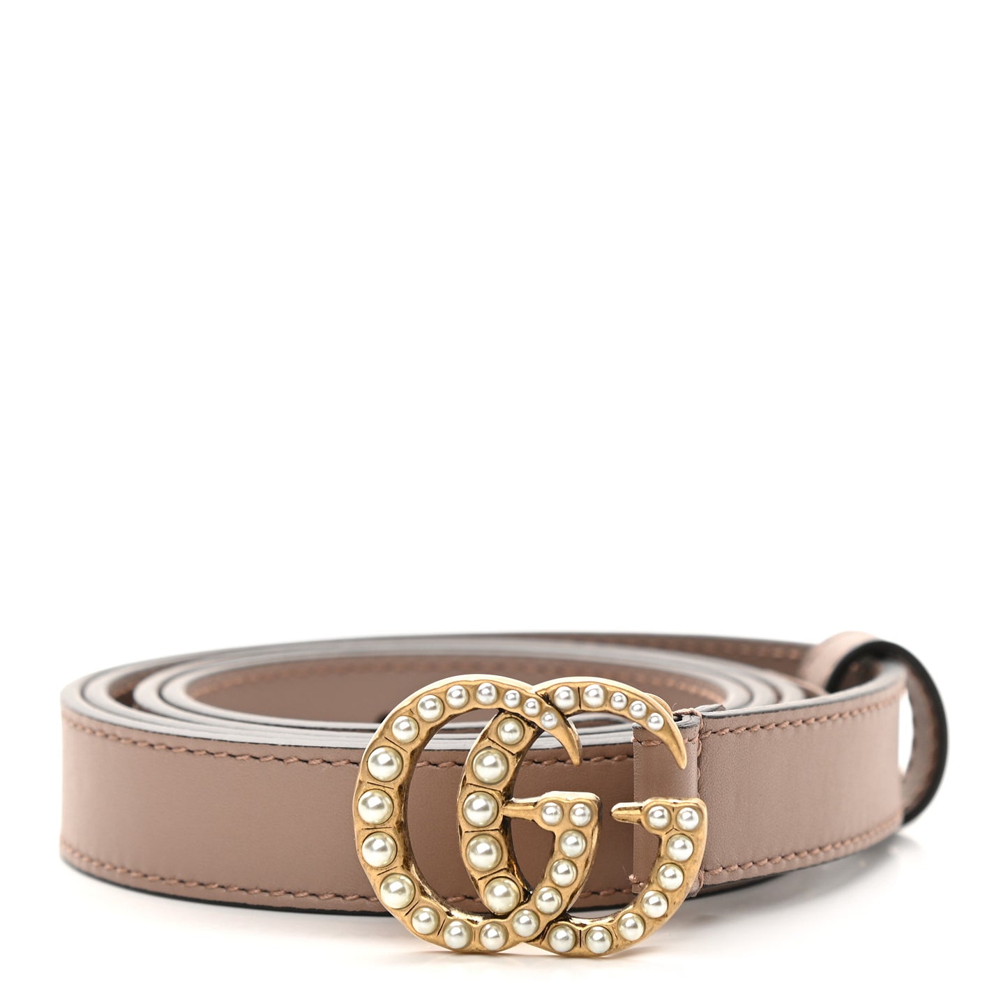 Calfskin Pearl Double G 20mm Belt 95 38 Porcelain Rose