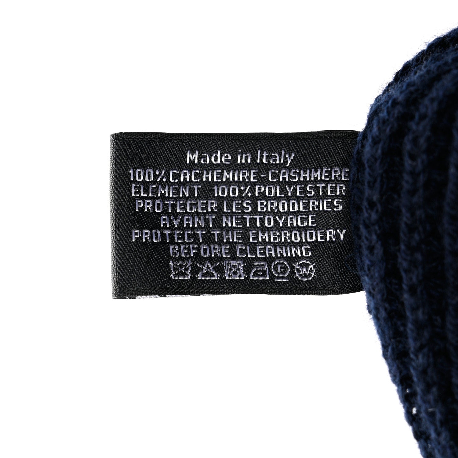 Chanel Cashmere Sequin Logo Beanie Hat Navy Blue 6 of 6