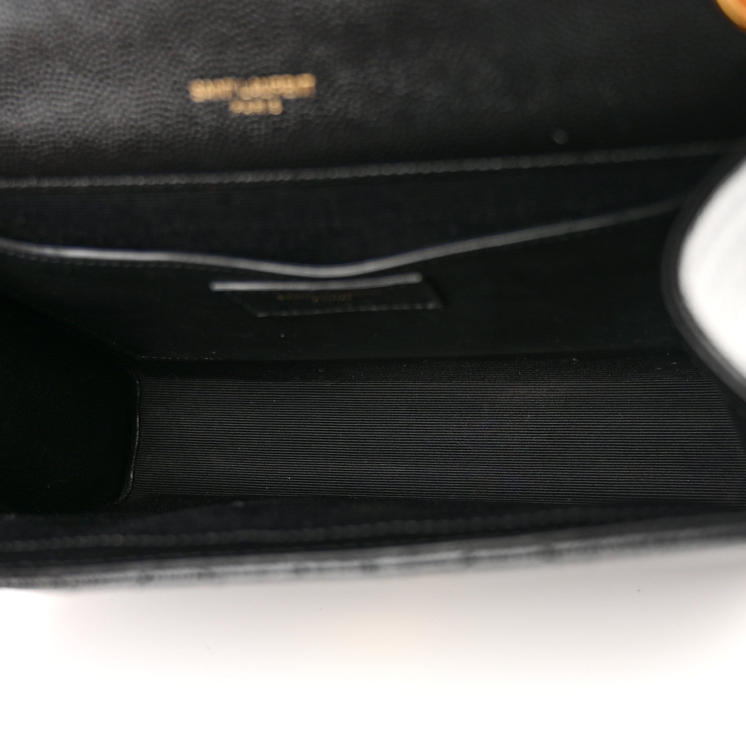 Saint Laurent Grain De Poudre Textured Mixed Matelasse Triquilt Medium Monogram Satchel Black 5 of 12