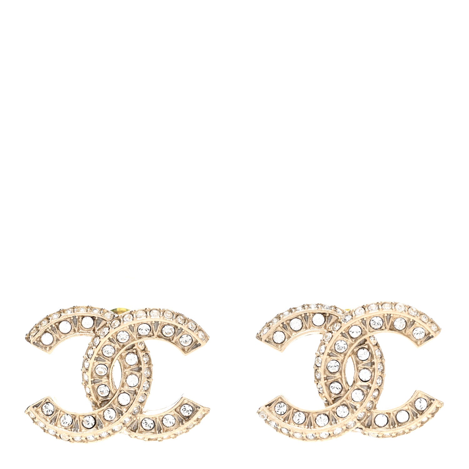 Chanel Crystal CC Earrings Gold 1 of 5