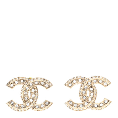 Chanel Crystal CC Earrings Gold 1 of 5