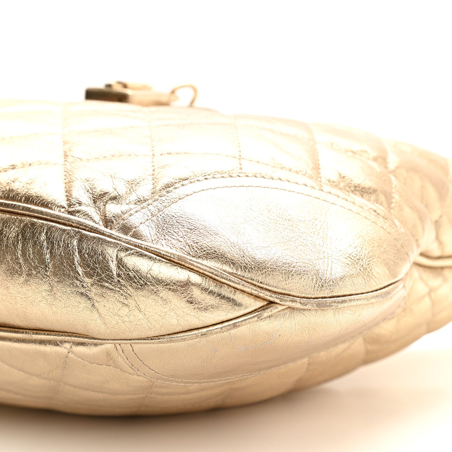 Metallic Calfskin Quilted Hoxton Hobo Gold