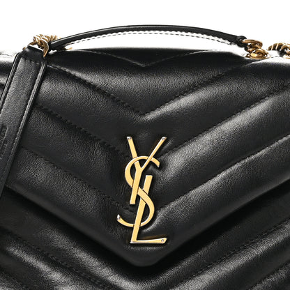Saint Laurent Calfskin Y Quilted Monogram Small Loulou Chain Satchel Black 9 of 11