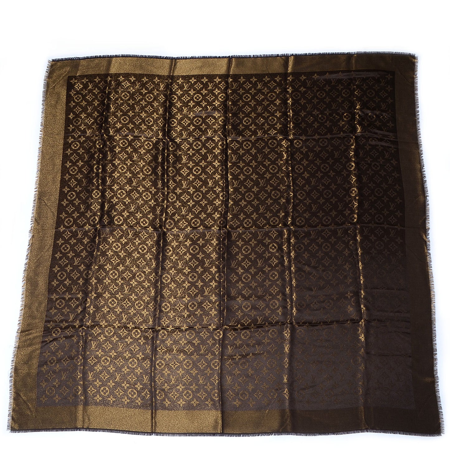 Silk Lurex Wool Monogram Shine Shawl Brown