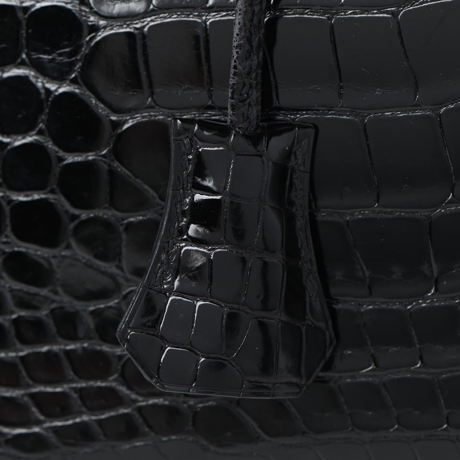 Hermes Shiny Porosus Crocodile Birkin 35 Black Orange 31 of 34