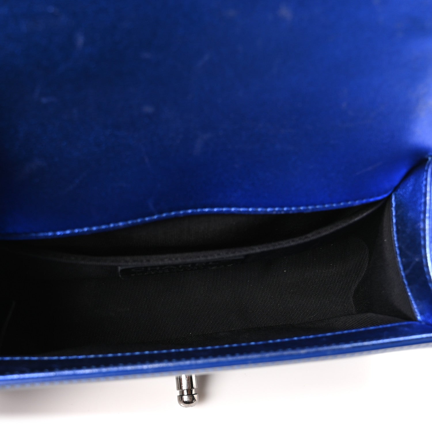 Chanel Metallic Patent Calfskin Quilted Small Boy Flap Blue 5 of 11