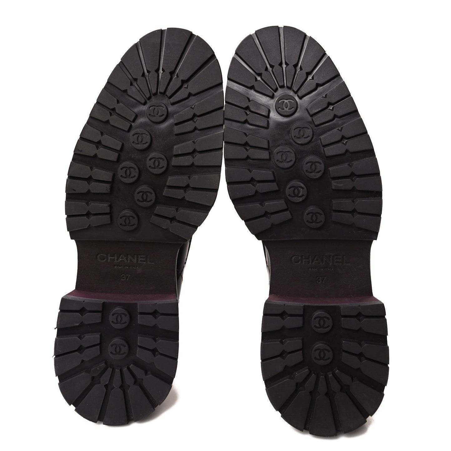 Calfskin Quilted CC Mocassin Loafers 37 Dark Purple