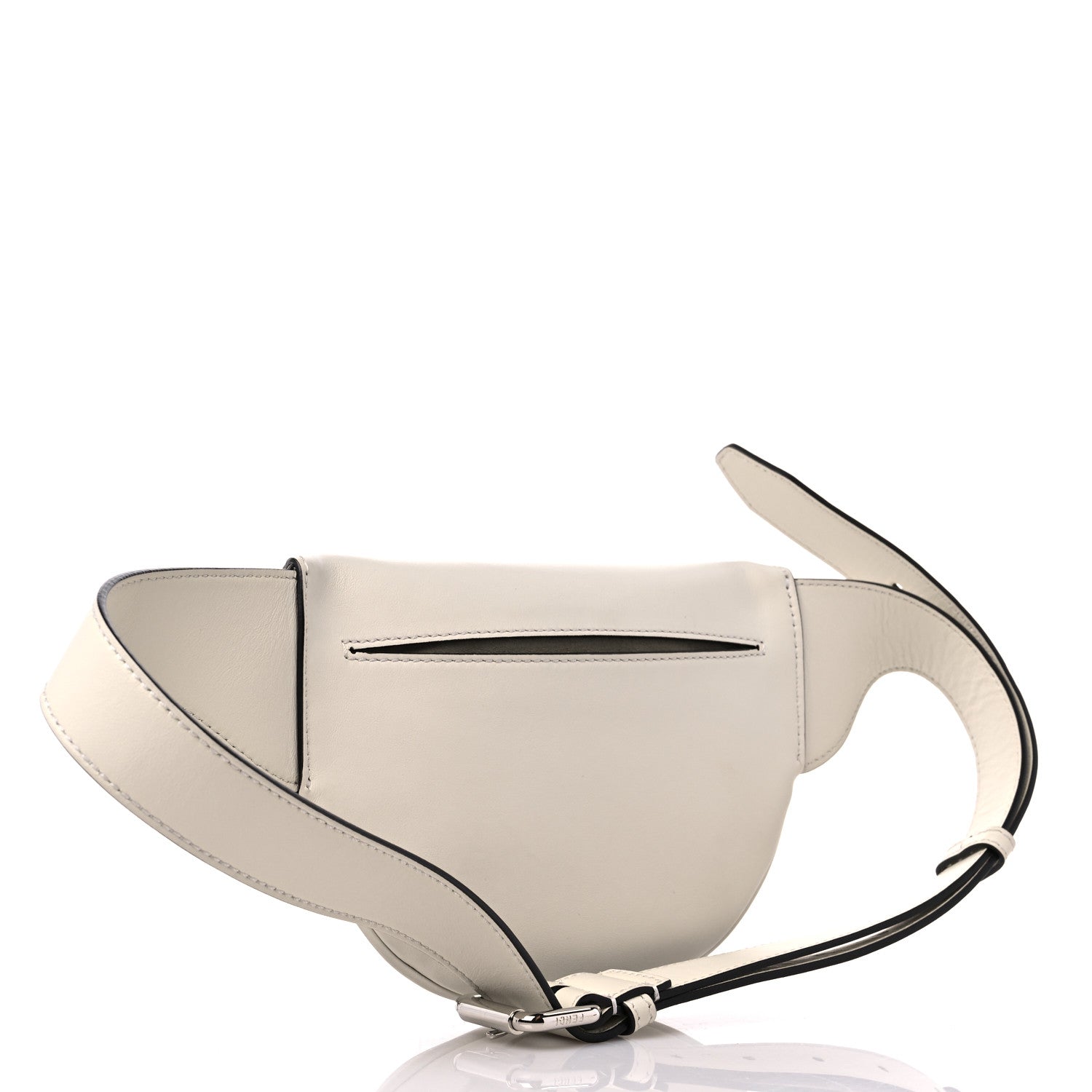 Fendi Vitello Grace Light Logo Embossed Small Belt Bag White Ice 3 of 9