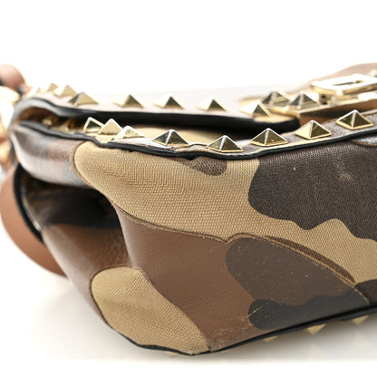 Valentino Garavani Nappa Canvas Camouflage Mini Rockstud Flap Saddle Crossbody Bag Beige Multicolor 8 of 12