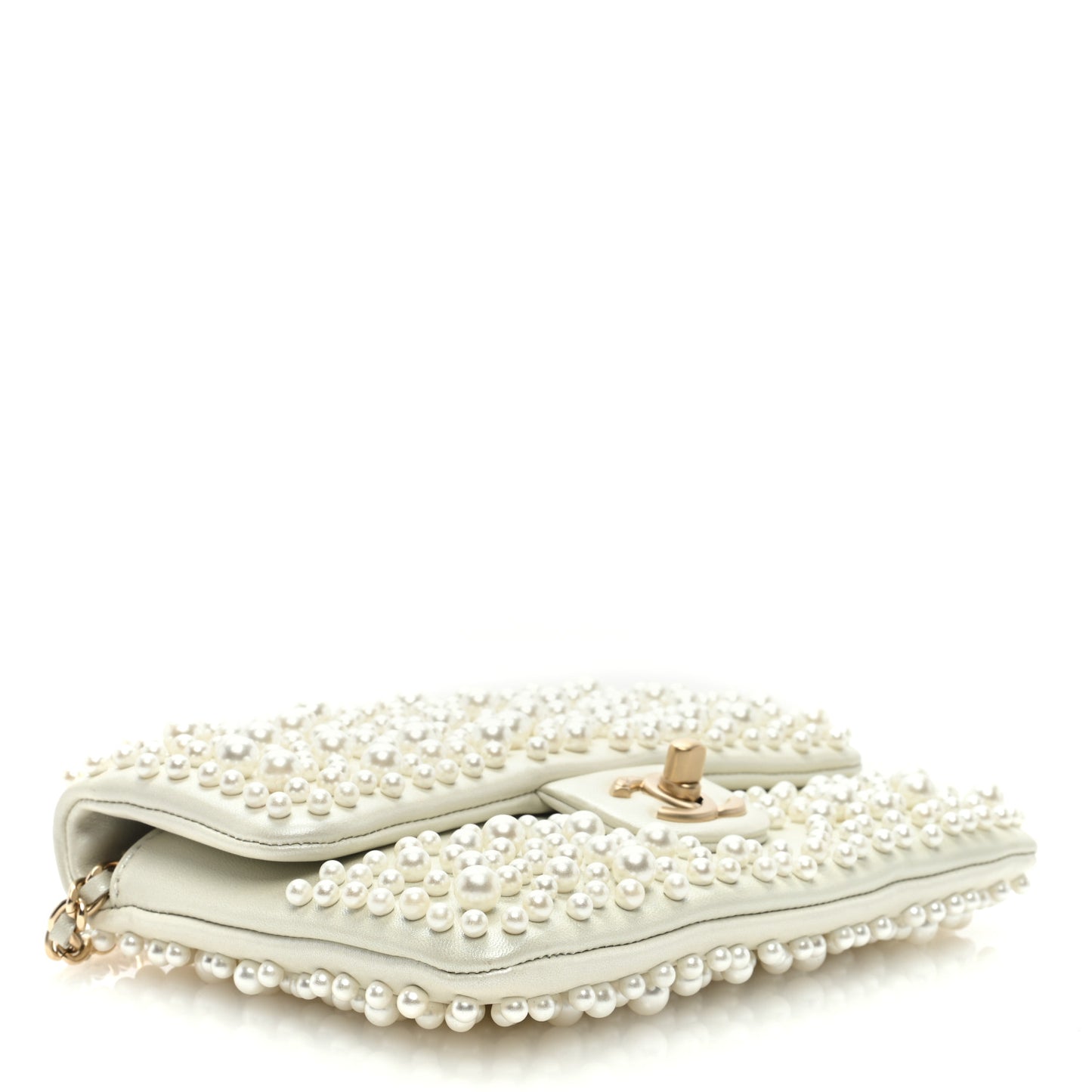 Lambskin Pearls Flap White