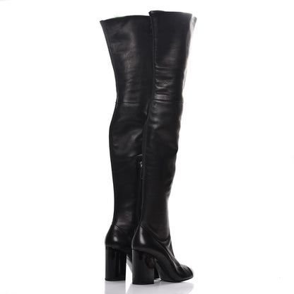 Chanel Lambskin Cap Toe High Boots 38.5 Black 4 of 9