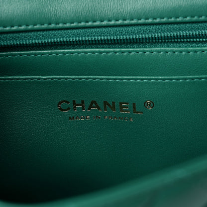 Chanel Lambskin Quilted Mini Top Handle Rectangular Flap Green 6 of 10