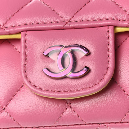 Chanel Lambskin Quilted Glasses Case With Chain Pink Yellow 9 of 12