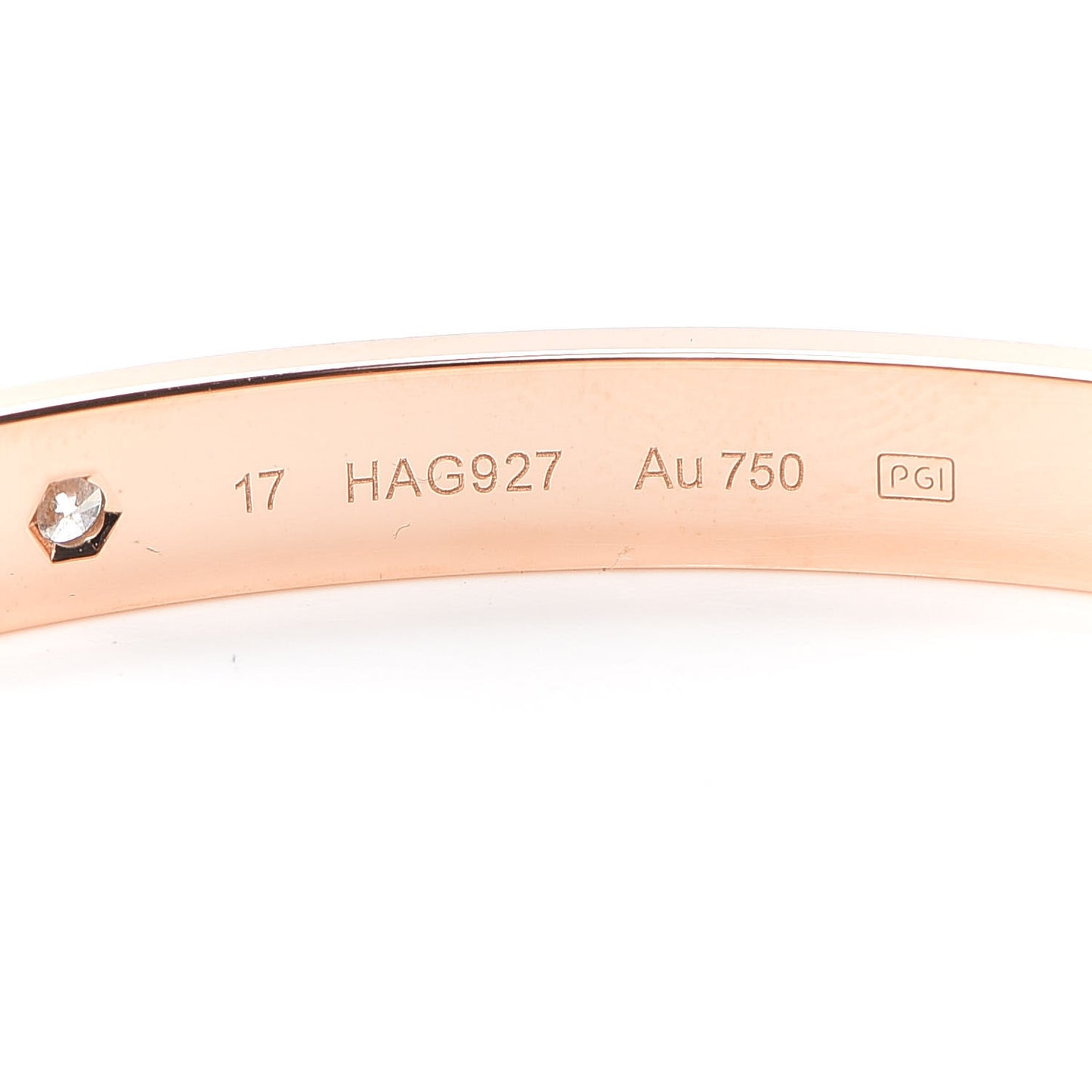 18K Pink Gold 4 Diamond LOVE Bracelet 17