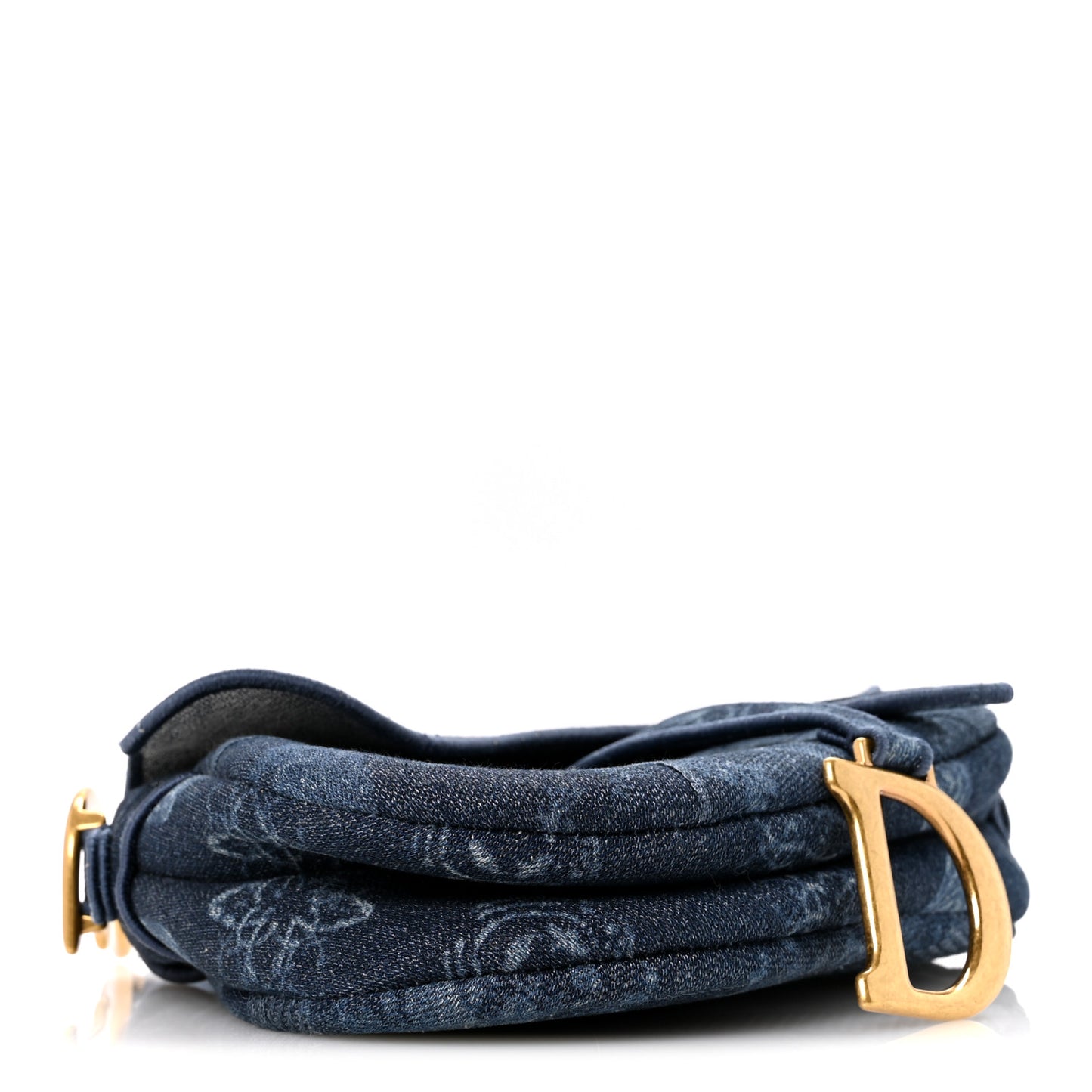 Denim Flowers Embroidered Saddle Bag Blue