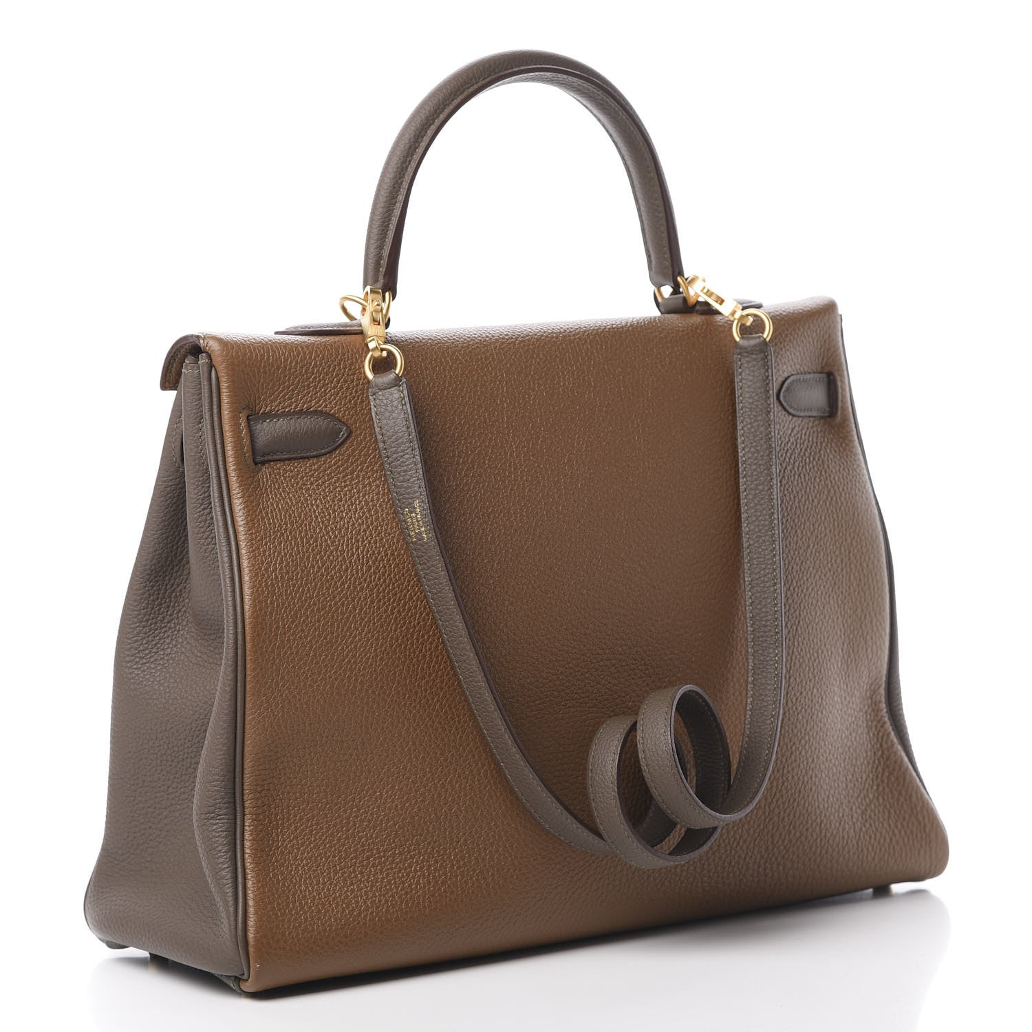 Hermes Togo Horseshoe Kelly Retourne 35 Vert Olive Eucalyptus Origan 3 of 11