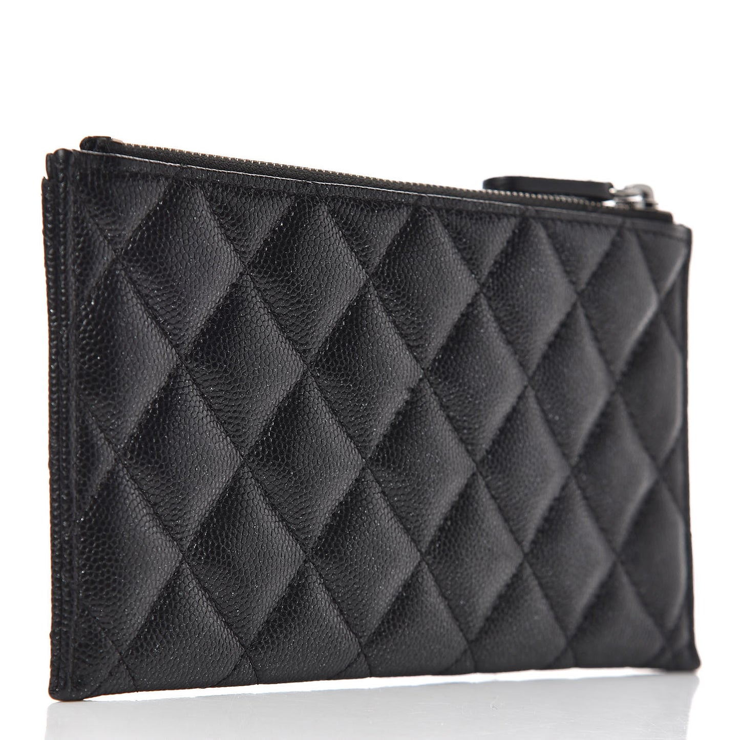 Iridescent Caviar Quilted Classic Zip Pouch Black