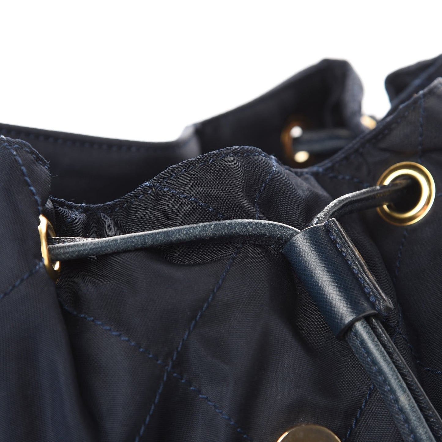 Tessuto Nylon Vela Quilted Chain Backpack Navy