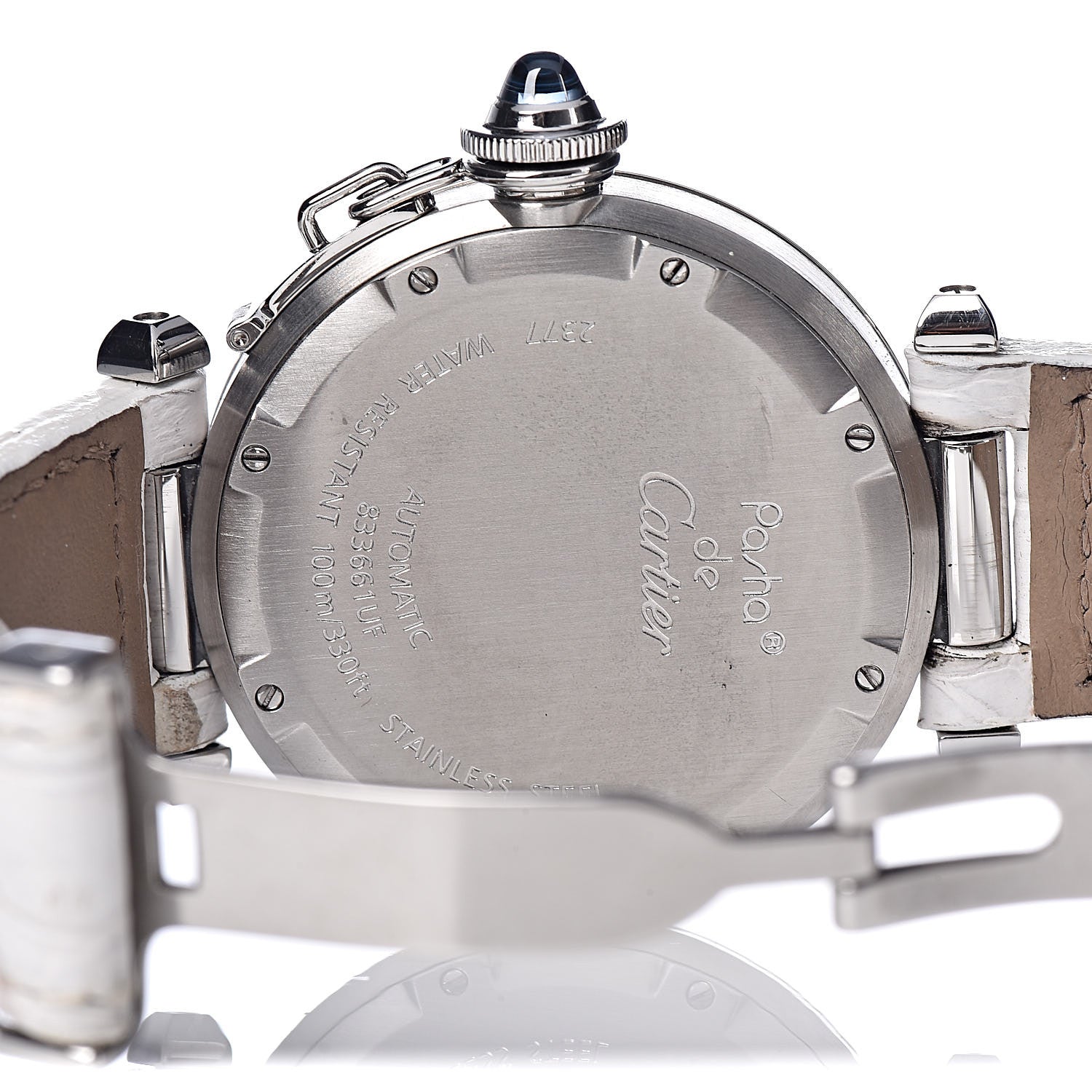 Cartier Stainless Steel Alligator Mother of Pearl 35mm Pasha C Automatic Watch 6 of 8