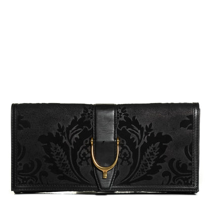 Gucci Leather Brocade Soft Stirrup Clutch Black 1 of 7