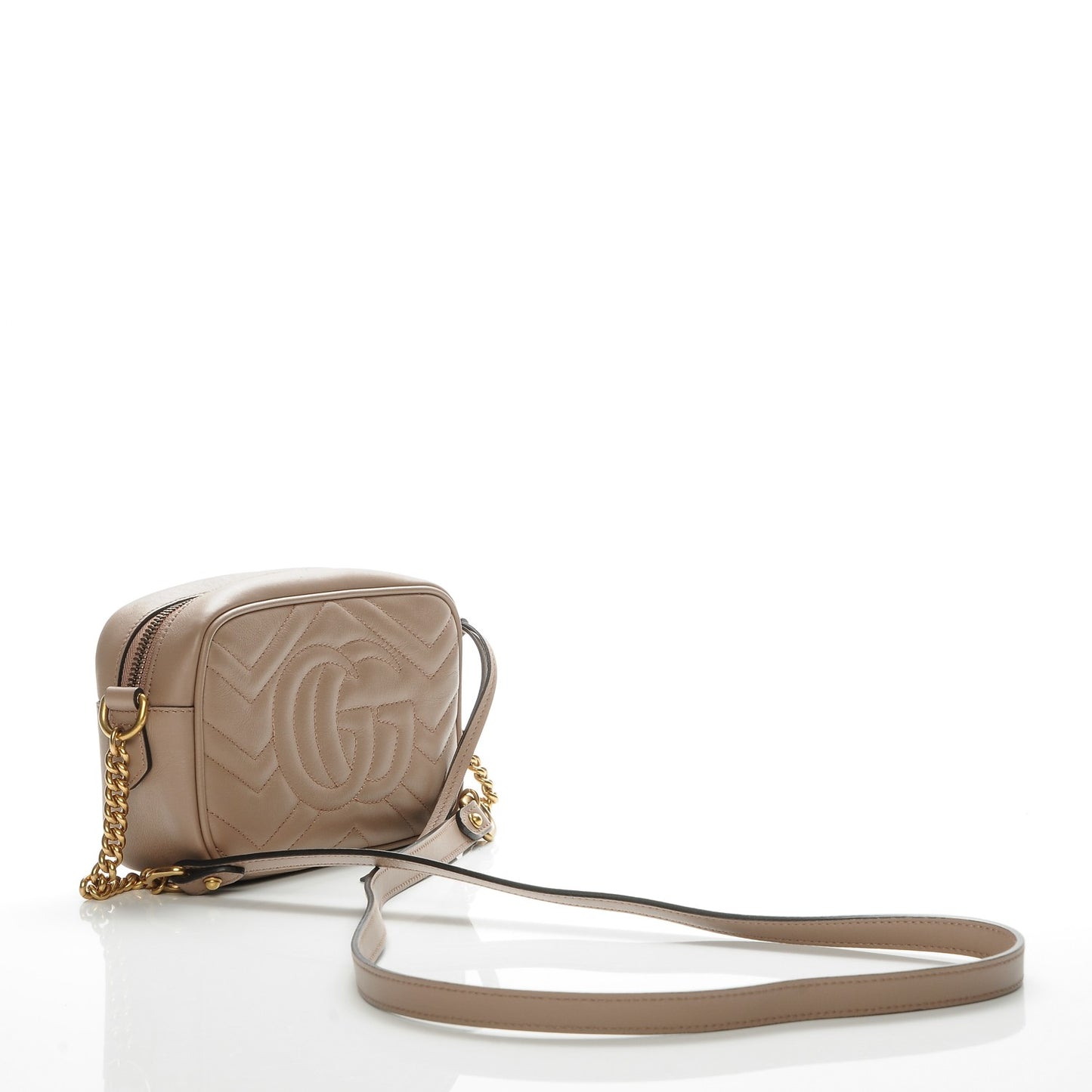 Calfskin Matelasse Mini GG Marmont Chain Shoulder Bag Nude