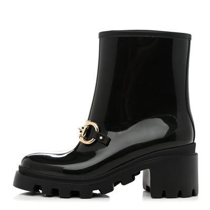 Gucci Rubber Womens Horsebit Ankle Boots 35 Black 1 of 7