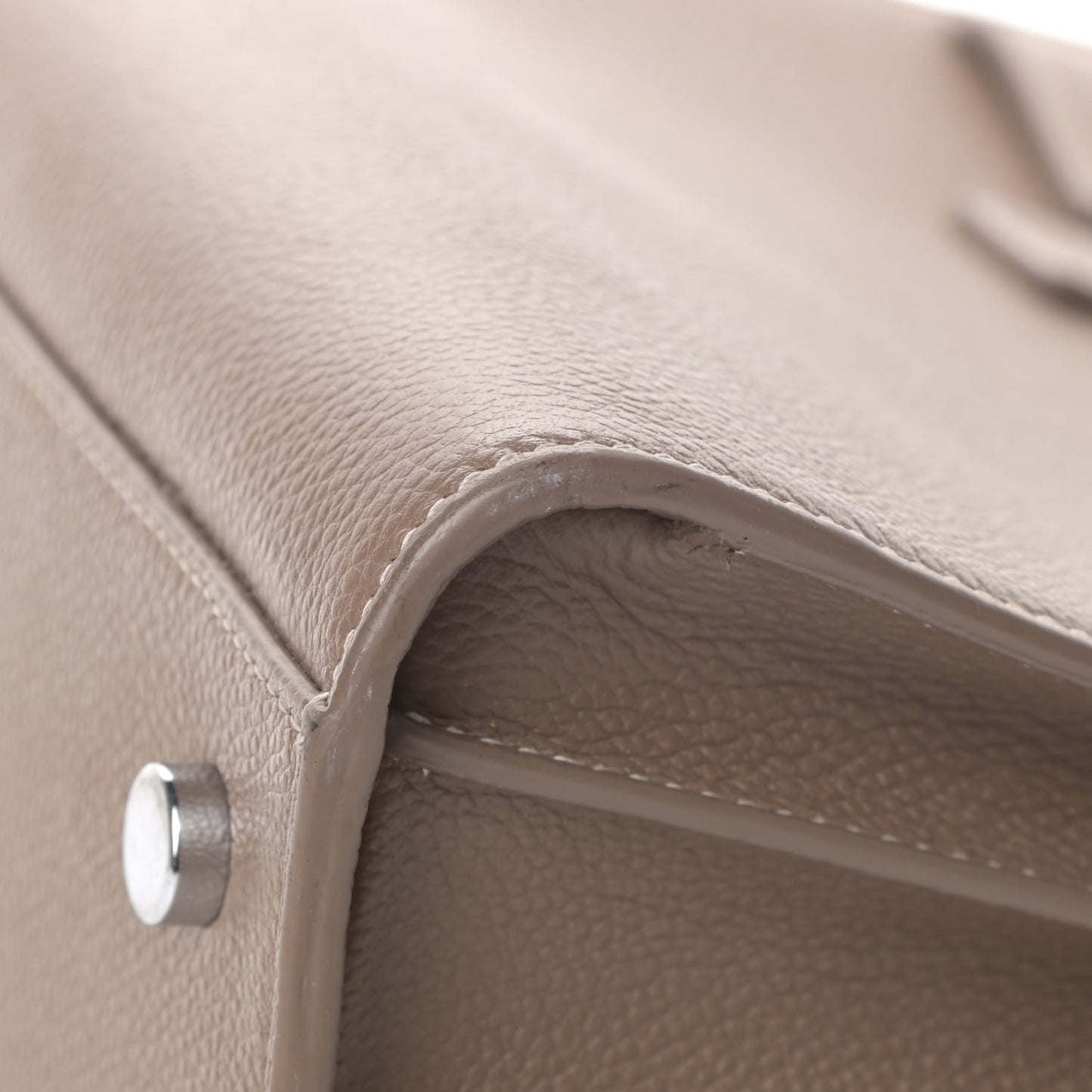 Grained Calfskin Topstich Baby Sac De Jour Taupe