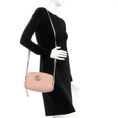 Gucci Calfskin Matelasse Small GG Marmont Chain Shoulder Bag Perfect Pink 2 of 15