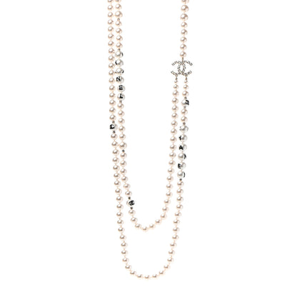 Chanel Crystal Pearl CC Long Multi Strand Necklace Gold 1 of 7