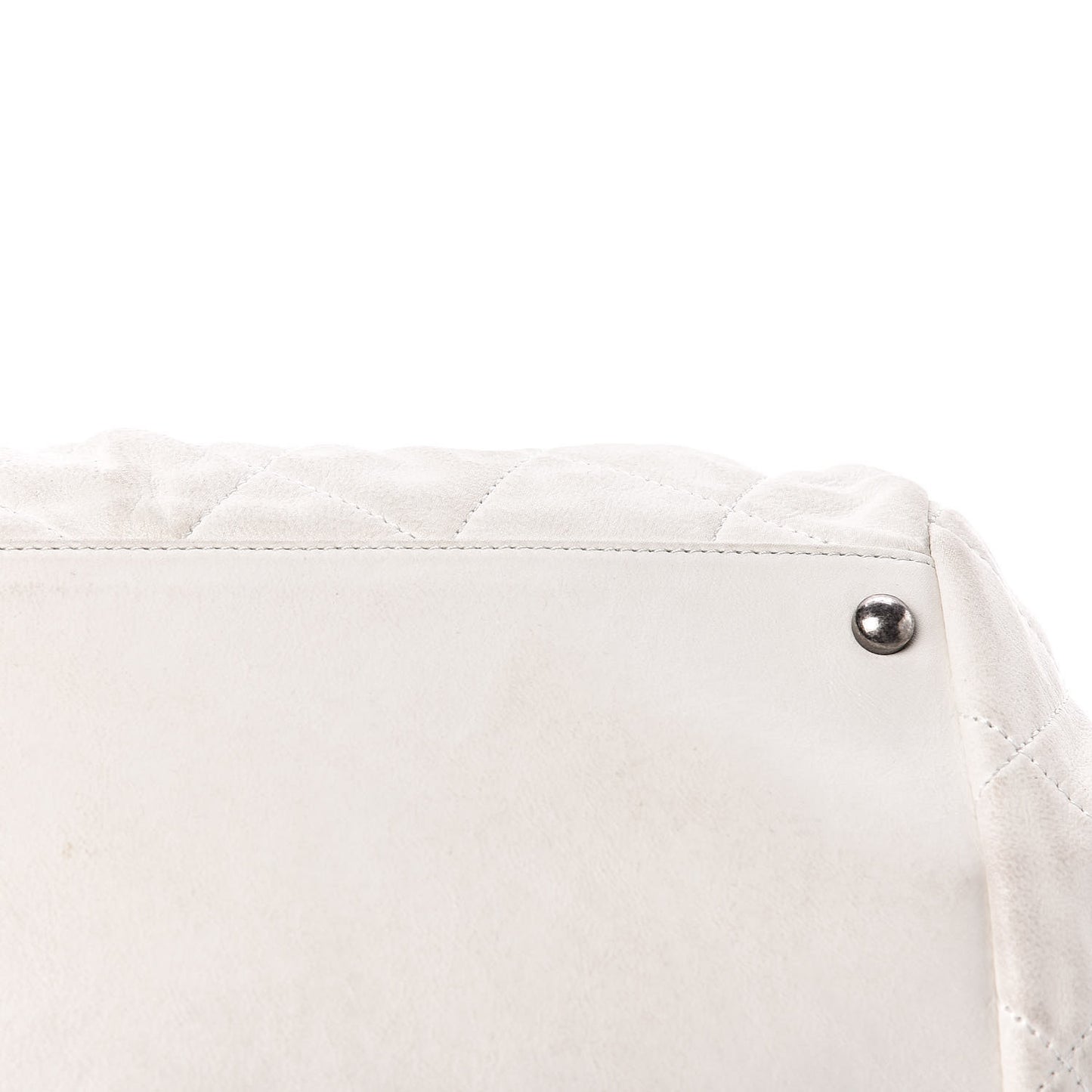 Iridescent Calfskin Chic Quilt Bowling Bag White
