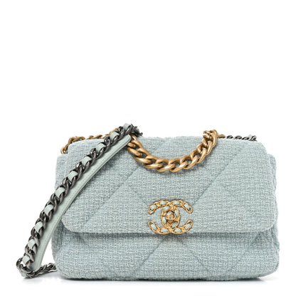 Chanel Tweed Quilted Medium Chanel 19 Flap Blue Multicolor 1 of 11