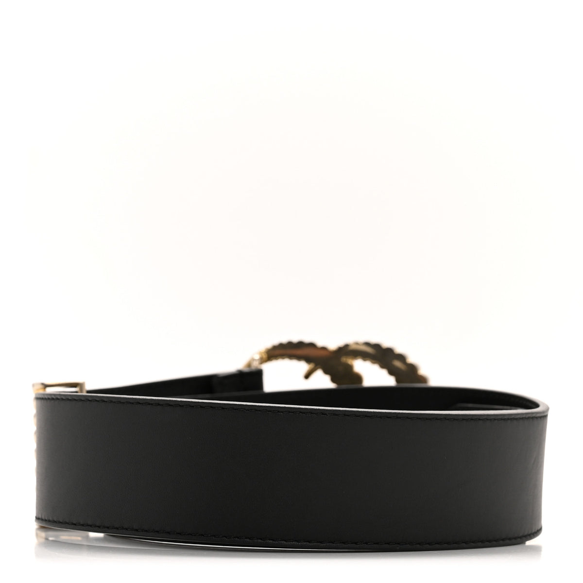 Authentic Gucci Belt - Moon Calfskin Torchon Double G Gucci Moon Calfskin Torchon Double G 25mm Belt 80 32 Black  main image 2