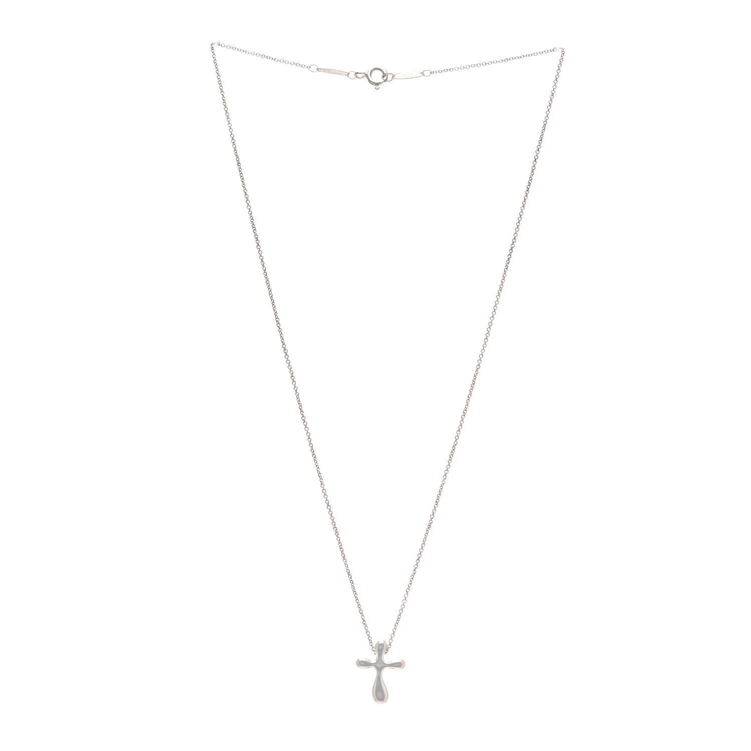 Tiffany Sterling Silver 16mm Elsa Peretti Cross Pendant Necklace 3 of 5