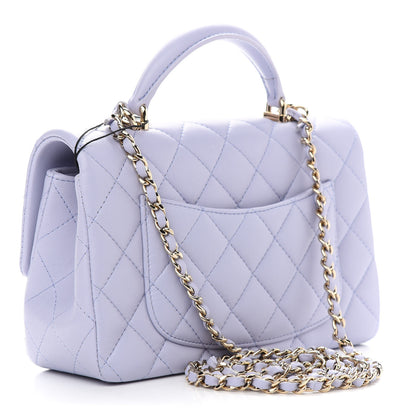 Chanel Lambskin Quilted Mini Top Handle Rectangular Flap Light Purple 3 of 9