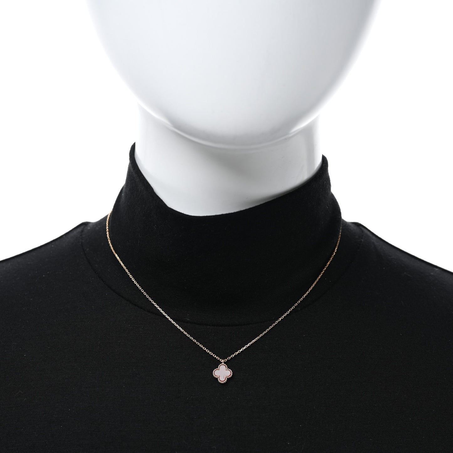 18K Rose Gold Carnelian Sweet Alhambra Pendant Necklace