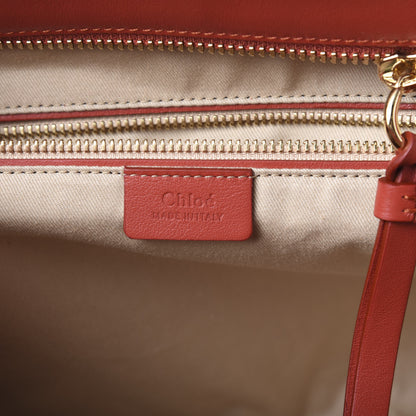 Chloe Smooth Calfskin Little Horses Embroidered Tao Zipped Tote Earthy Red 5 of 12
