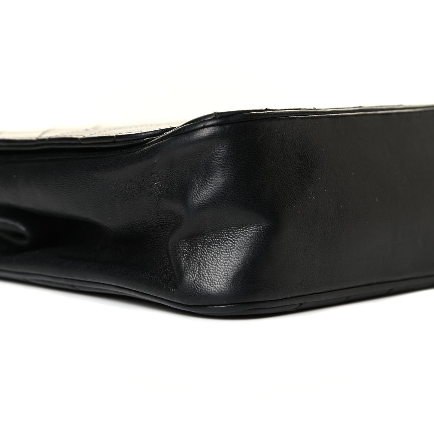 Lambskin Diagonal Quilted Small Single Flap Black