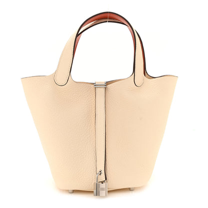 Hermes Taurillon Clemence Swift Eclat Picotin Lock 18 PM Nata Terre Battue 1 of 10