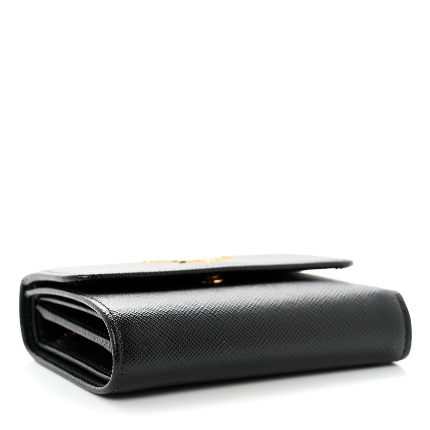 Saffiano Metal Tri-Fold Wallet Black