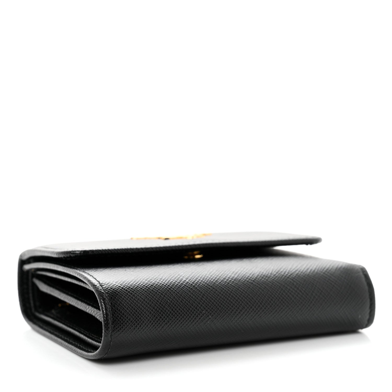 Prada Saffiano Metal Tri-Fold Wallet Black 4 of 8