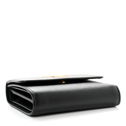 Prada Saffiano Metal Tri-Fold Wallet Black 4 of 8