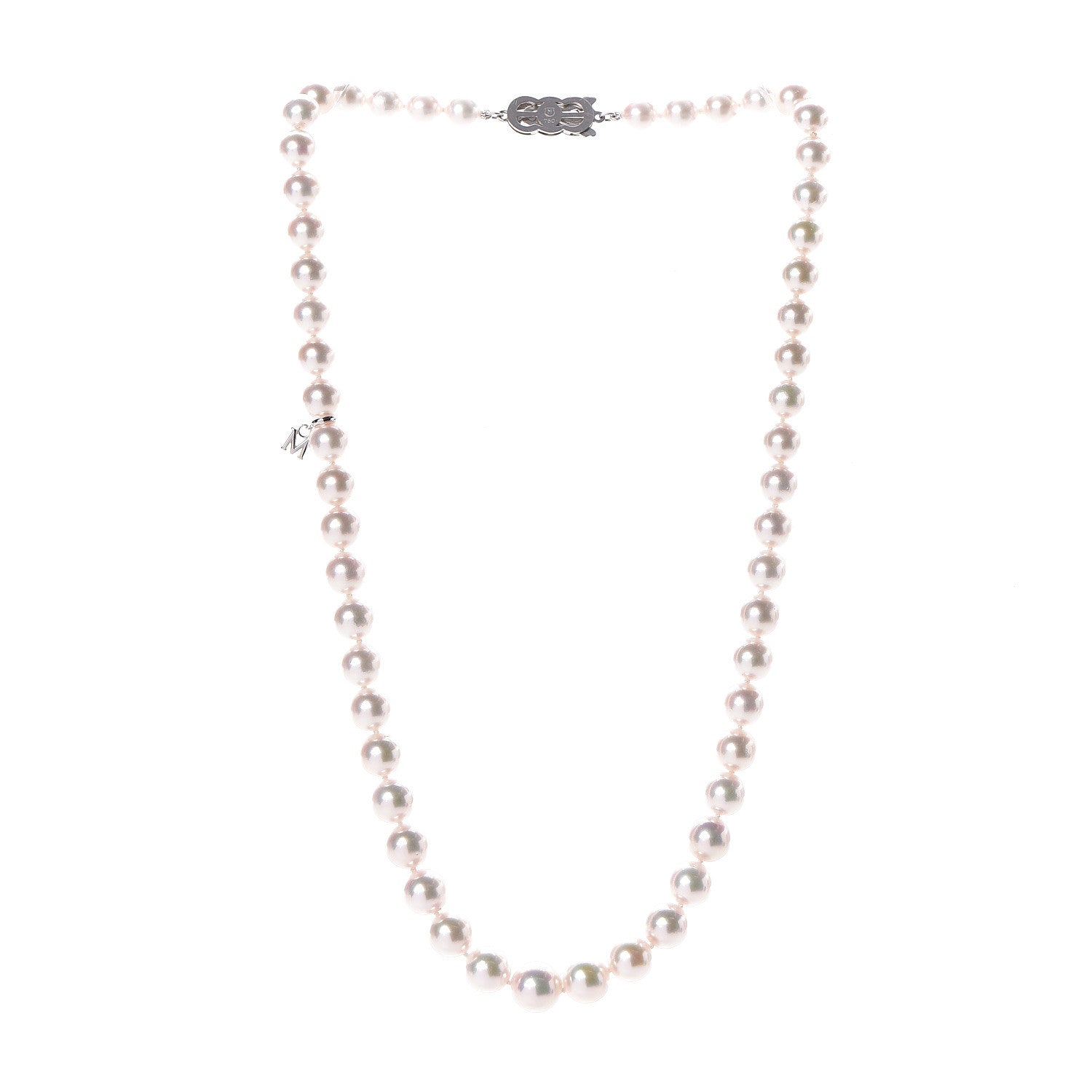 Mikimoto 18K White Gold Akoya Pearl 7.5-9.5mm "M" Strand Graduated Necklace 18 3 of 6