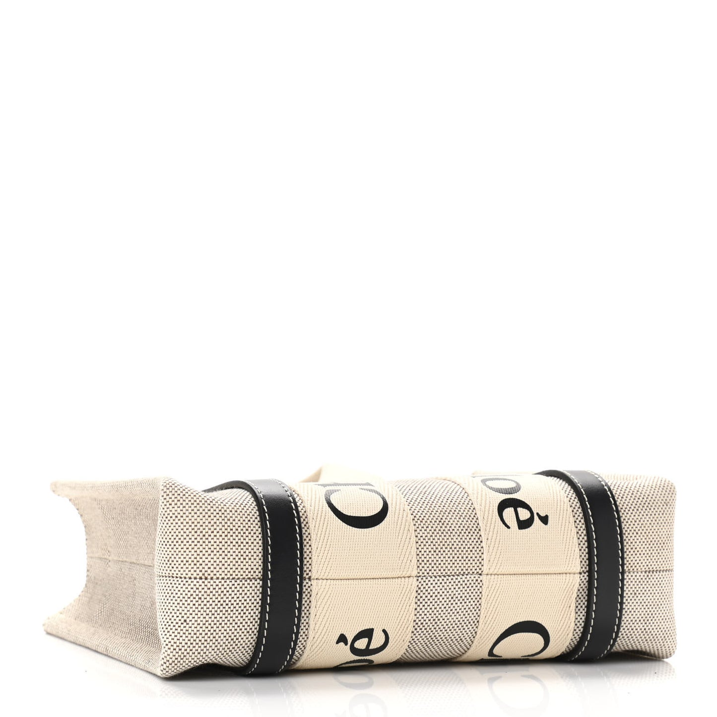 Cotton Calfskin Small Woody Ribbon Tote With Strap White Navy