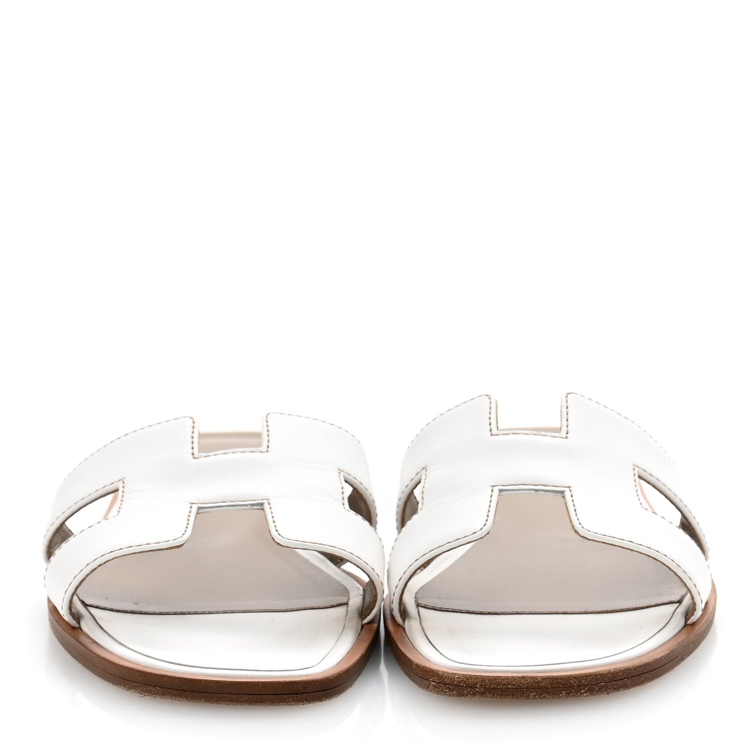 Hermes Box Calfskin Oran Sandals 35 White 3 of 11