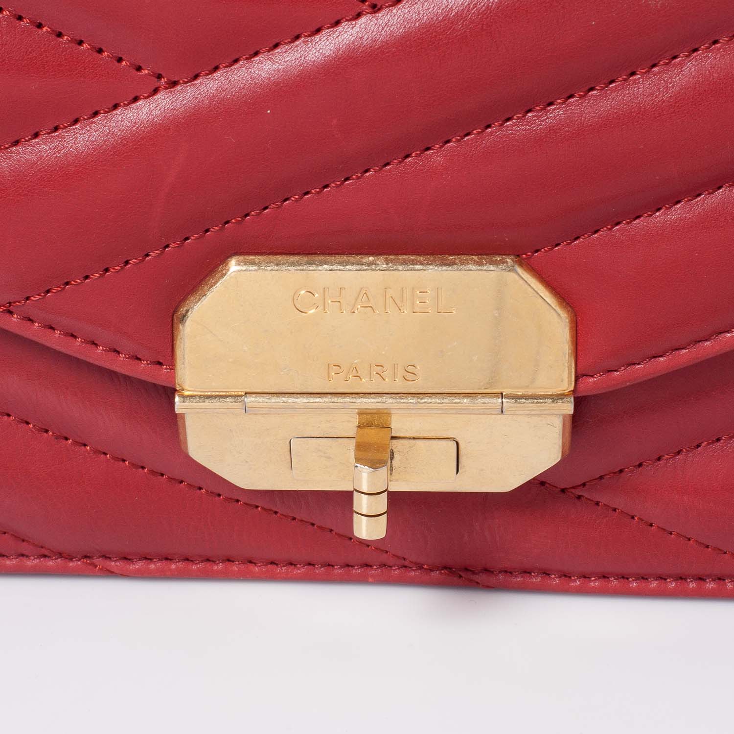 Chanel Calfskin Gabrielle Chevron Flap Red 6 of 10