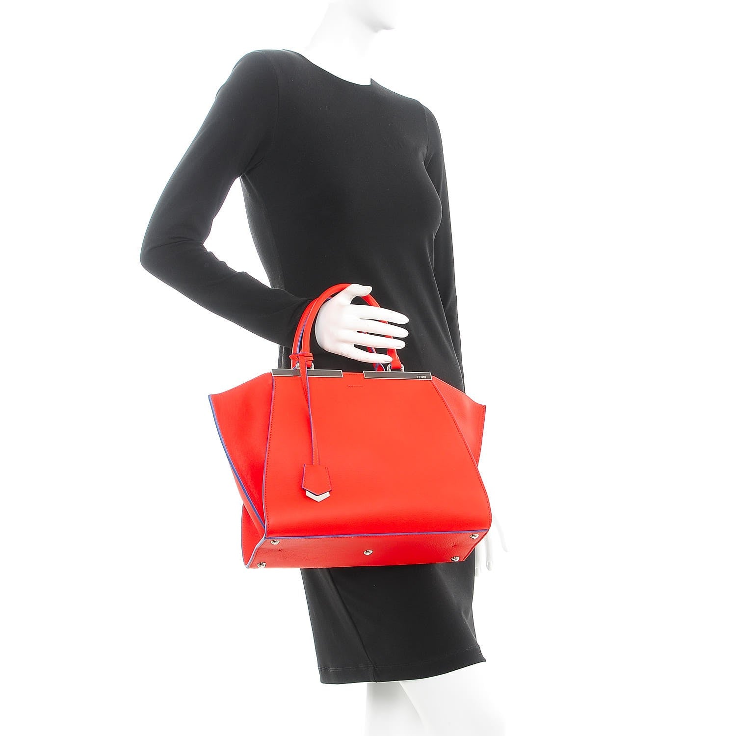 Fendi Vitello Dolce Shiny Nappa Petite 3Jours Tote Papavero 2 of 8
