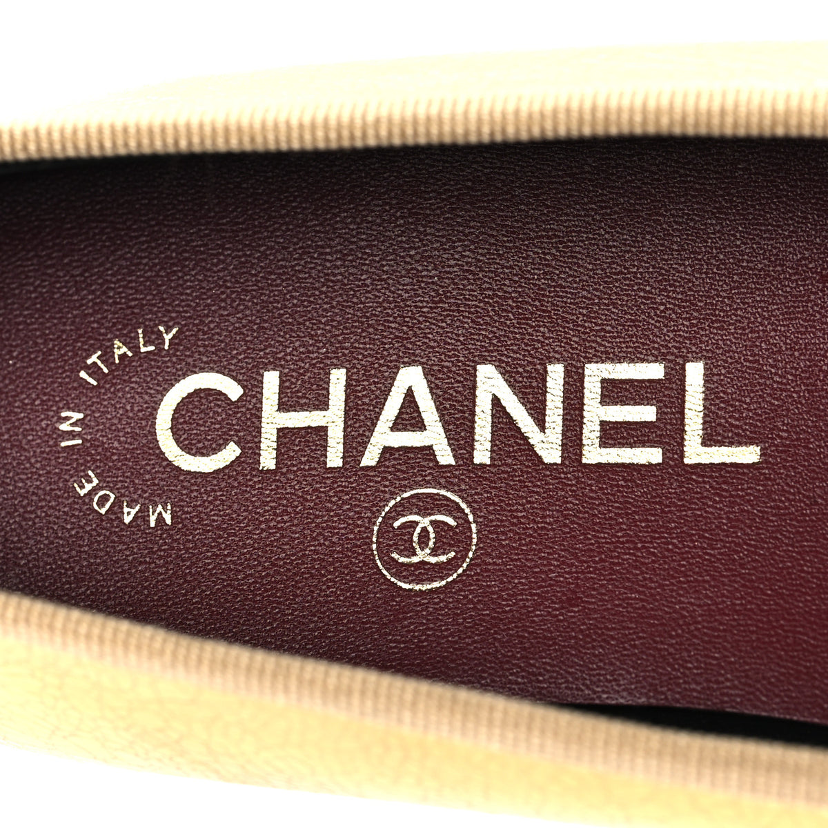 Chanel Metallic Crackled Laminated Calfskin CC Cap Toe Ballerina Flats 37.5 Gold Silver 9 of 10