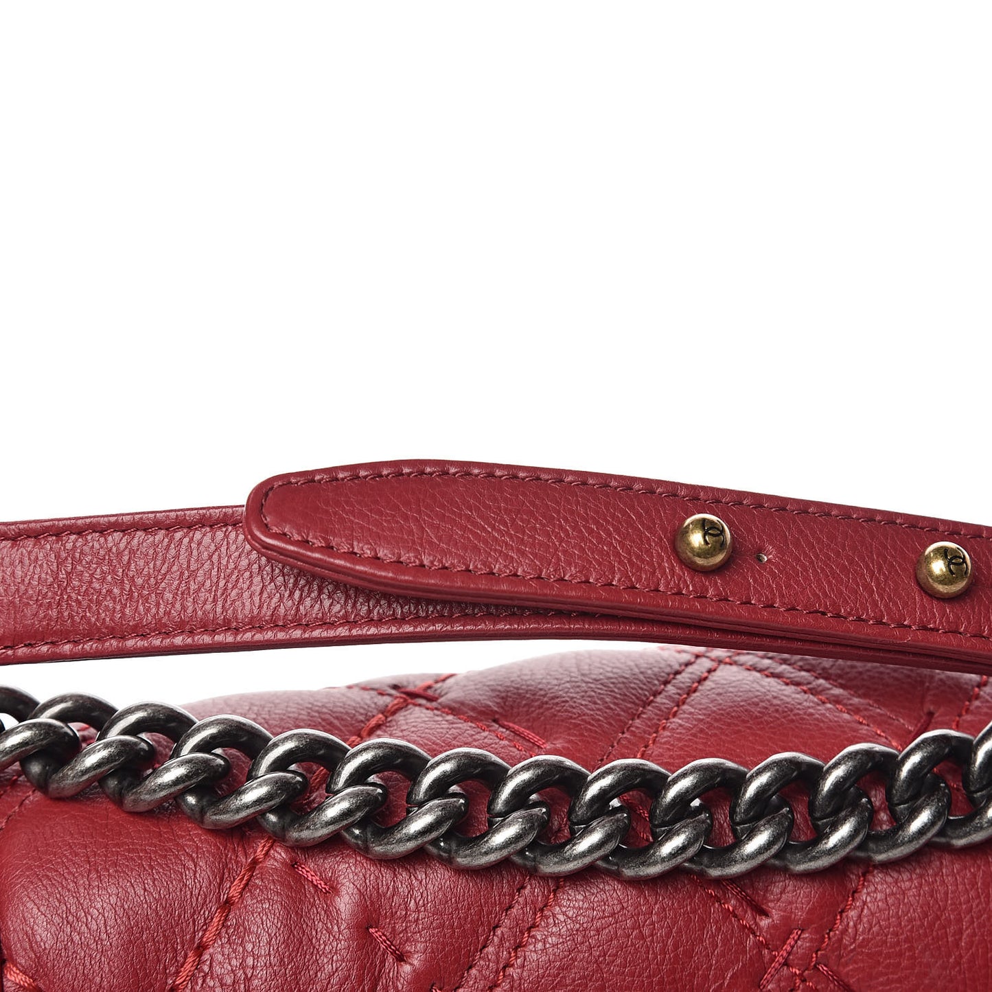 Calfskin Stitched New Medium Boy Flap Red