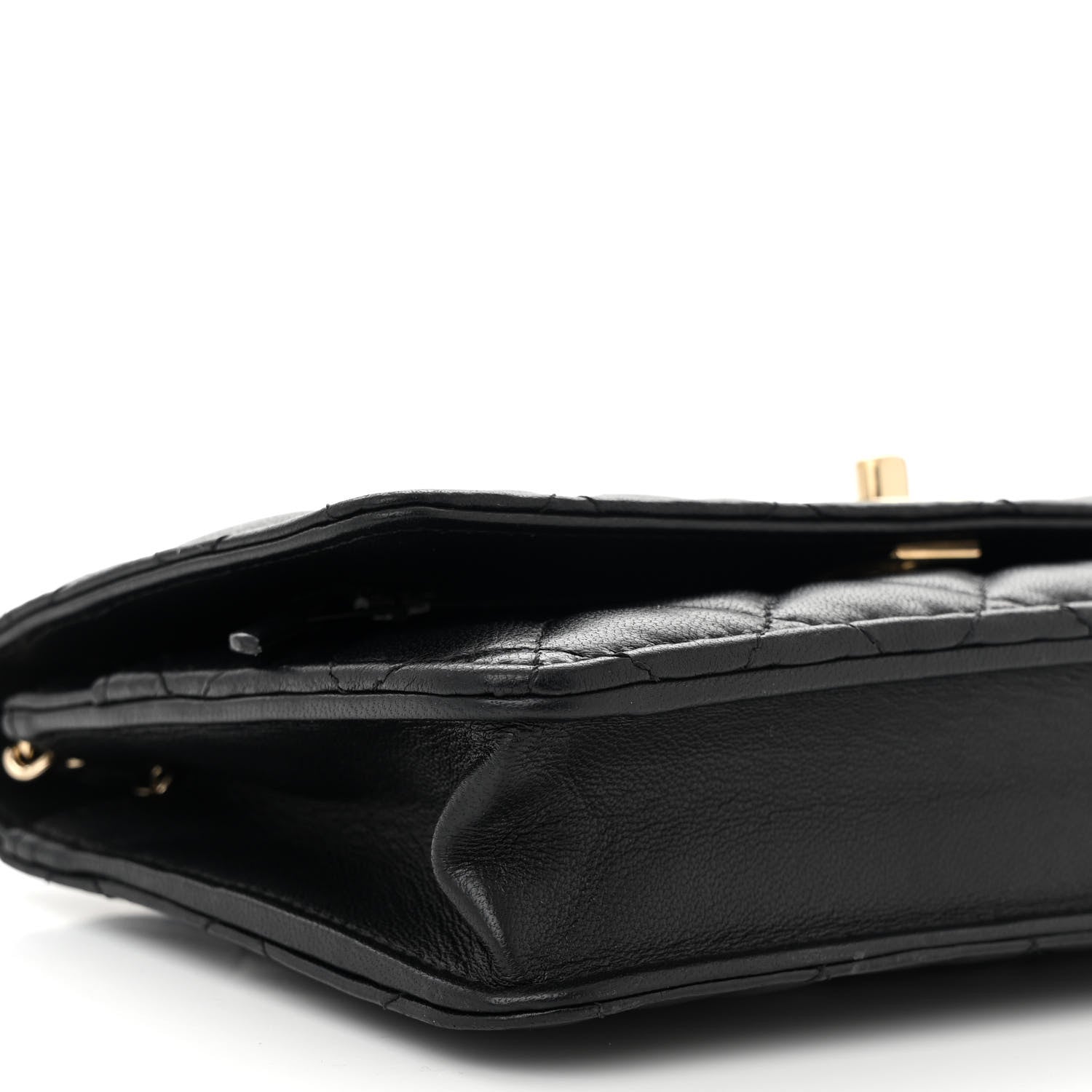Chanel Lambskin Enamel Quilted Pearl Crush Wallet On Chain WOC Black 10 of 12