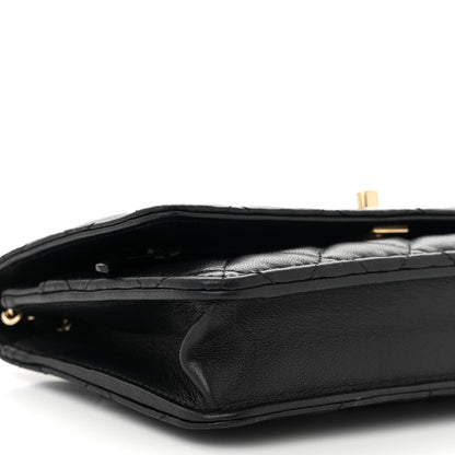 Chanel Lambskin Enamel Quilted Pearl Crush Wallet On Chain WOC Black 10 of 12